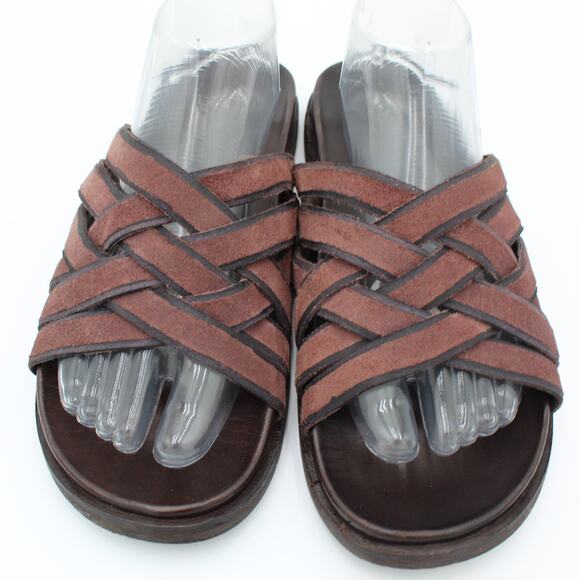 Cole Haan Sandals Mens 8 Brown Suede Leather Slide Slip On Comfort Shoe Resort - Picture 2 of 7